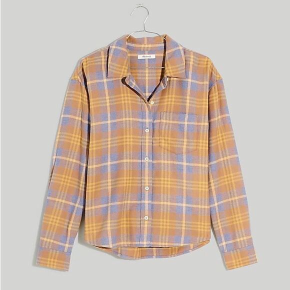 Flannel Oversized Boyfriend Shirt in Plaid in Dusk Peri size 3X - Picture 4 of 11